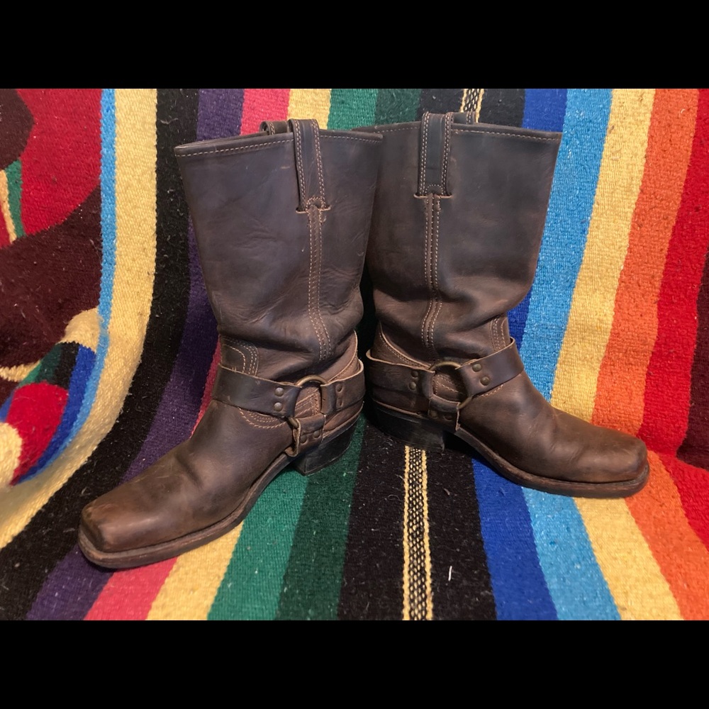 Frye Harness Engineer Moto Boot Brown Women’s 8.5